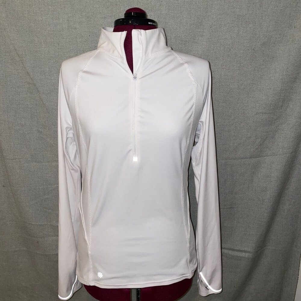 Athleta White Quarter Zip Long Sleeve Shirt - Medium